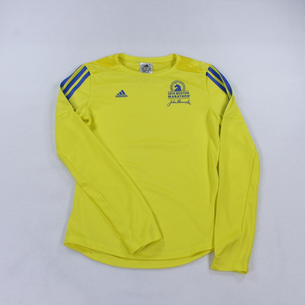 Adidas Womens 2019 Boston Marathon BAA Long Sleeve Running Shirt Yellow Size XS